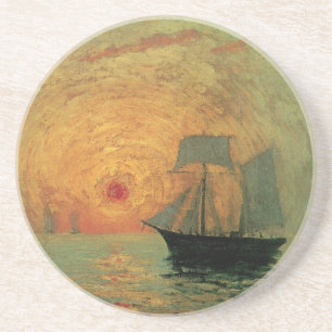 Red Sol av Maxime Maufra, Vintage Impressionism Underlägg Sandsten