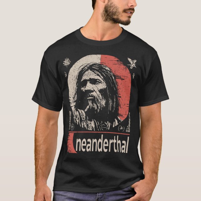 Red Sol Neanderthal | Ancestor Art T Shirt (Framsida)