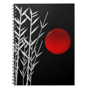 Red sol svartvit, svart anteckningsbok med spiral