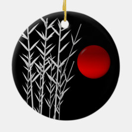 Red sol svartvit, svart  julgransprydnad keramik