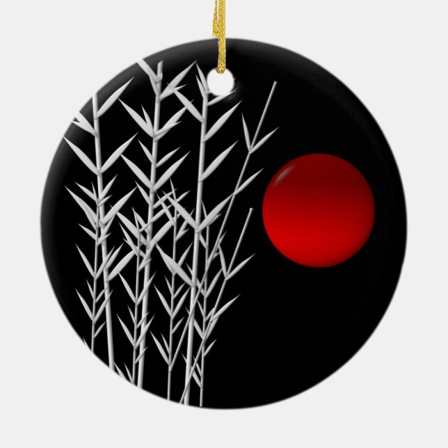 Red sol svartvit, svart  julgransprydnad keramik (Baksidan)