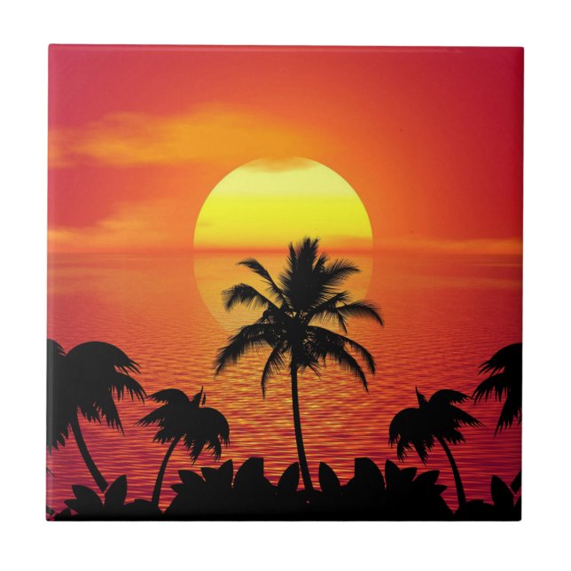 Red Sol Tropical Handflatan Beach Kakelplatta (Framsidan)