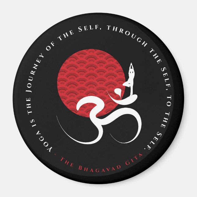Red Sol Yoga Andlig indisk meditate Om Aum Logotyp Magnet (Framsidan)