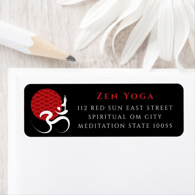 Red Sol Yoga Andlig indisk meditate Om Ohm Logotyp Returadress Etikett (Insitu)