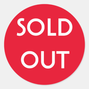 Red Sold Out Sticker Runt Klistermärke