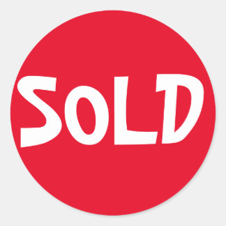 Red Sold Sticker Runt Klistermärke