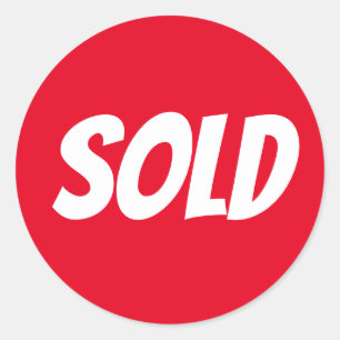 Red Sold Sticker Runt Klistermärke