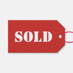 Red SOLD Typography Ord Print Presentetikett