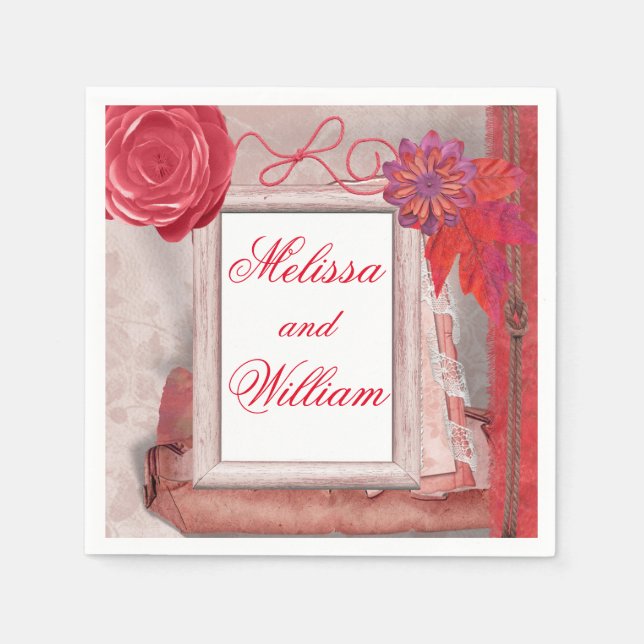 Red Söt Rustic Pappersservett (Framsidan)