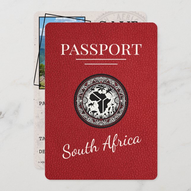 Red South Afrika Passport Spara Datumet (Fram/baksida)