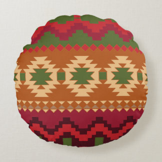 Red southwest mönster - western abstrakt art rund kudde