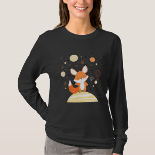 Red Space Fox Flyter i Space Ensam Cosmic Animals T Shirt