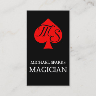Red Spades Poker Magician Card Visitkort