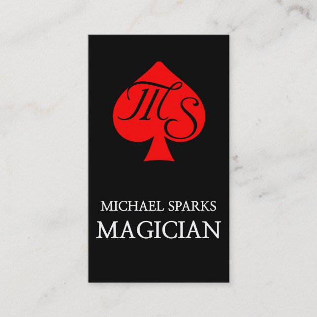 Red Spades Poker Magician Card Visitkort (Framsida)