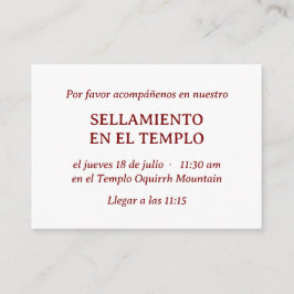 Red Spain Minimalist Temple Sealing-inbjudan Tilläggskort
