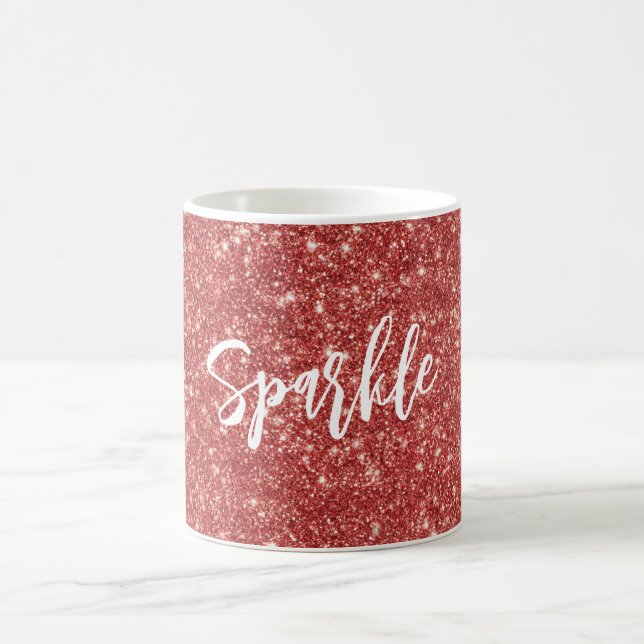 Red Sparkle Glitter Christmas Kaffemugg (Center)