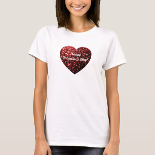 Red sparkles Heart Lycklig Alla hjärtans dag perso T-shirt
