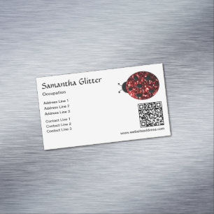 Red sparkles Ladybug QR-kodvit Anpassningsbar Magnetiska Visitkort