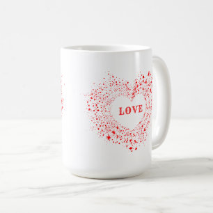 Red Sparkles Valentine Heart Text Kärlek Kaffemugg