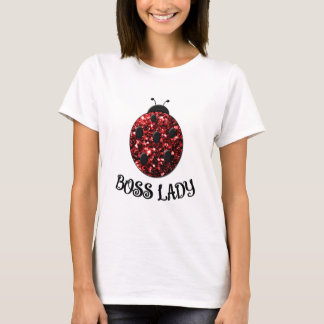 Red sparkly Ladybug BOSS LADY Personalize T Shirt