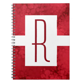 Red Speckled Monogram Anteckningsbok