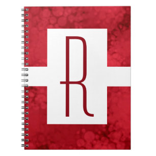 Red Speckled Monogram Anteckningsbok