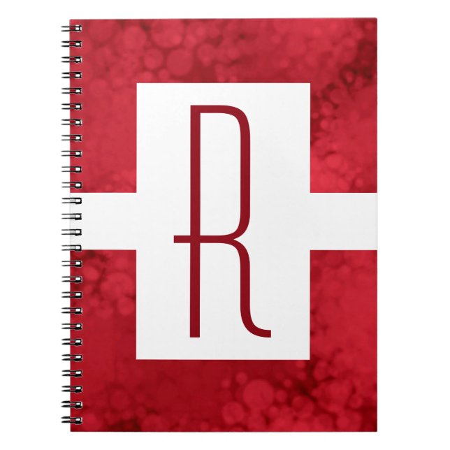 Red Speckled Monogram Anteckningsbok (Framsidan)