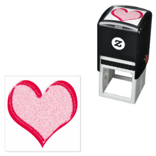Red Speckled Valentines day Heart Självfärgande Stämpel