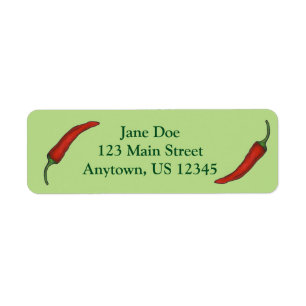 Red Spicy Hett Chili Chile Pepper Vegetable Veggie Returadress Etikett