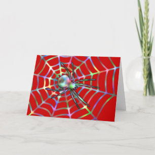 Red Spider och Spindelnät Halloween Kort