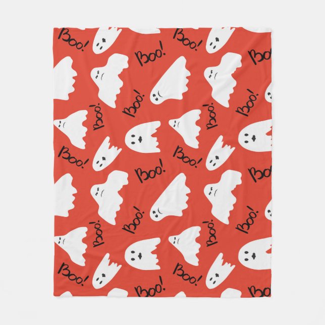 Red Spöken: Halloween Vintage Mönster Fleecefilt (Framsidan)