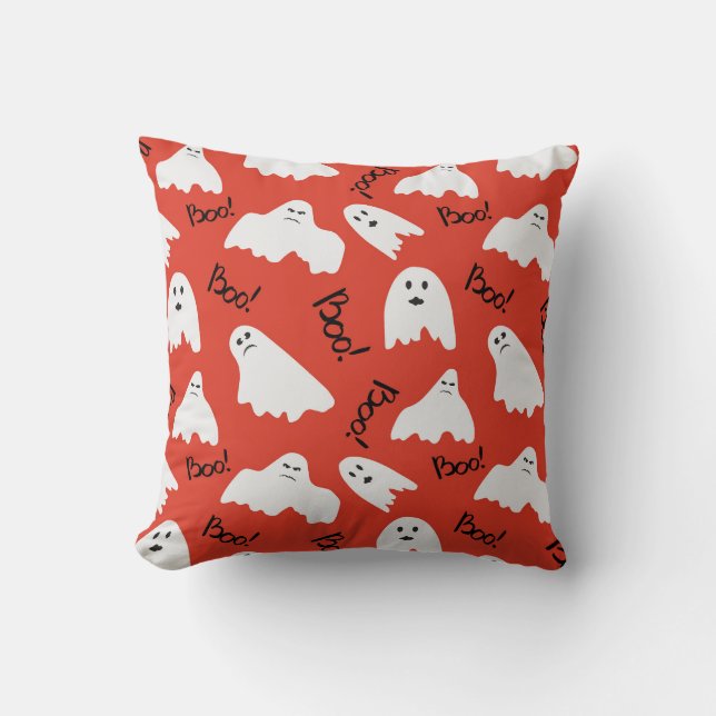 Red Spöken: Halloween Vintage Mönster Kudde (Framsida)