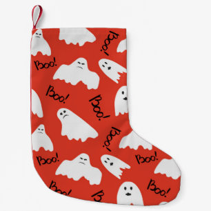 Red Spöken: Halloween Vintage Mönster Liten Julstrumpa
