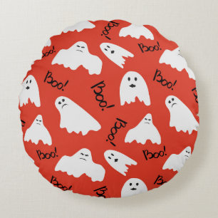 Red Spöken: Halloween Vintage Mönster Rund Kudde