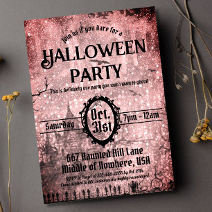 Red Spooky Haunted House Halloween fest Inbjudningar