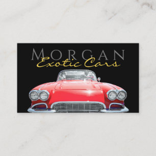 Red Sports Car, Contact Info, QR-kod, Black/Guld Visitkort