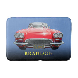 Red Sport's Car Gult Namn, Black Gradient & Blue Badrumsmatta