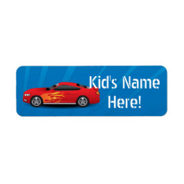 Red Sports Car Kids Boys School Classroom Sticker Returadress Etikett