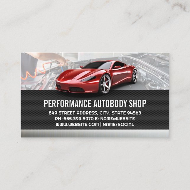 Red Sports Car | Mekanisk automatisk köp Visitkort (Framsida)
