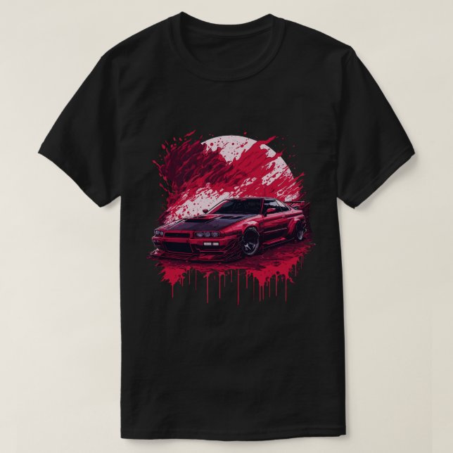 Red Sports Car på Bloody Måne Skyline Supra Evo T Shirt (Design framsida)