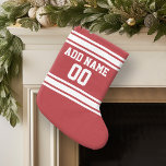 Red Sports Jersey med ditt namn och nummer Stor Julstrumpa<br><div class="desc">Red and White färg — Om du äger ett fantasy Football team,  gör dina egna produkter och visa upp för dina vänner! Eller - spelar du High School Football och vill ha ett PM? Den här idiotiska designen är perfekt för alla som leker sport.</div>