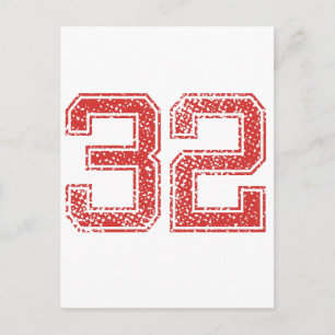 Red Sports Jerzee Number 32 Vykort