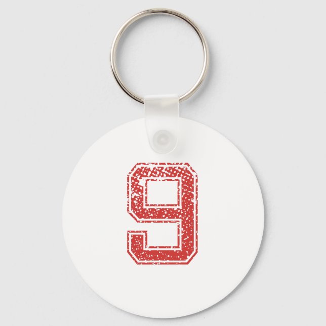 Red Sports Jerzee Number 9 Nyckelring (Framsida)