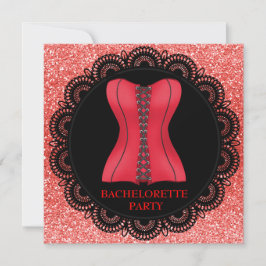 RED SPOT CORSET BACHELORETTE PARTY GLITTER INBJUDNINGAR