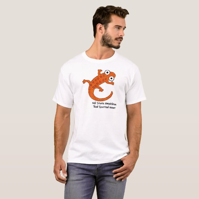 Red Spoted Newt - New Hampshire State Amphibian T Shirt (Hel framsida)