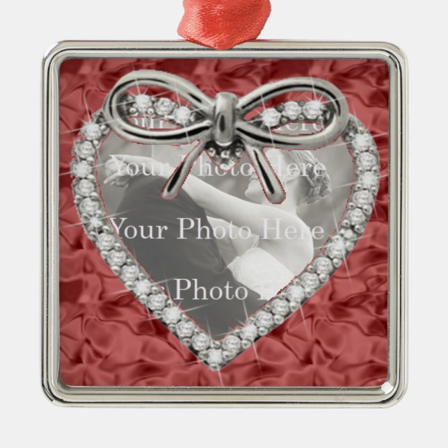 Red Square Diamond Heart Ram Ornament (Framsidan)