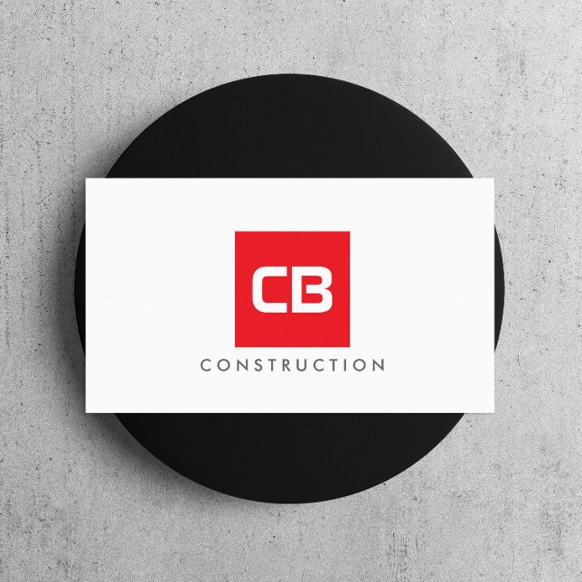 Red Square Monogram Construction, elektrisk Visitkort (Skapare uppladdad)