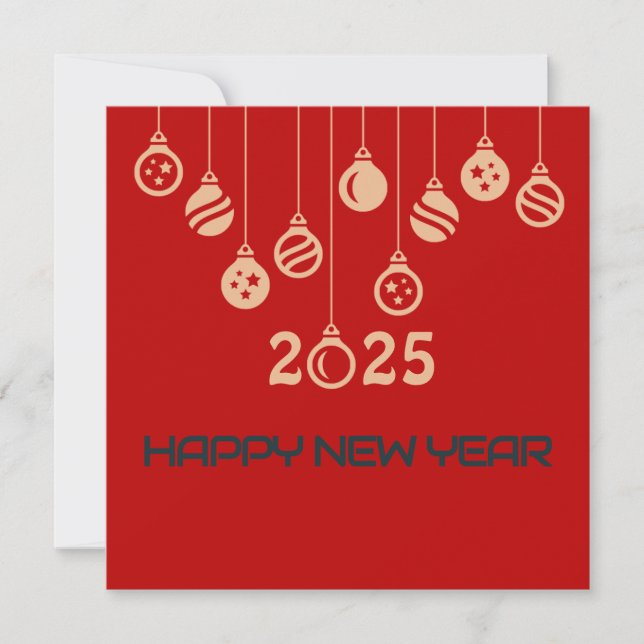 Red Square wish card New Year with Christmas ball Julkort (Framsida)