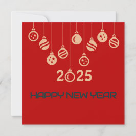 Red Square wish card New Year with Christmas ball Julkort