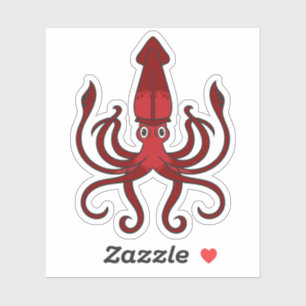 Red Squid Sticker Klistermärken